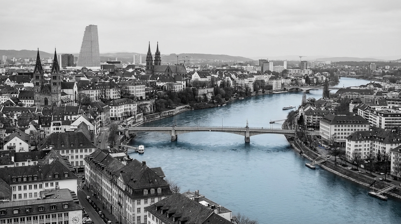 Basel Altstadt und Rhein Panorama