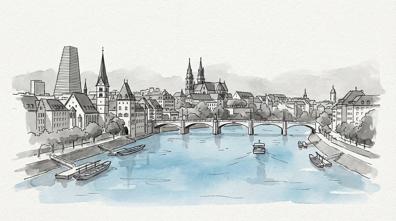 Mittlere Brücke und Rhein Basel