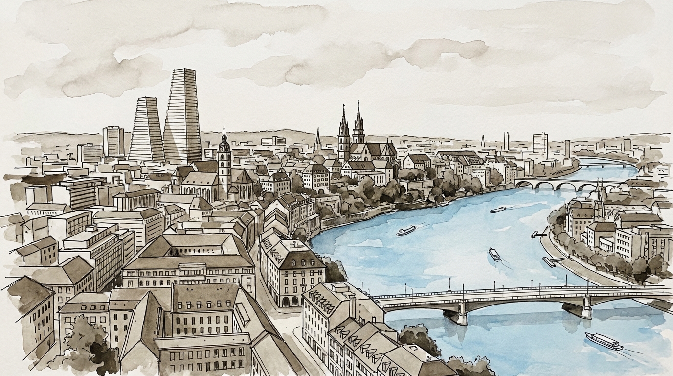 Basel Skyline mit Roche Turm